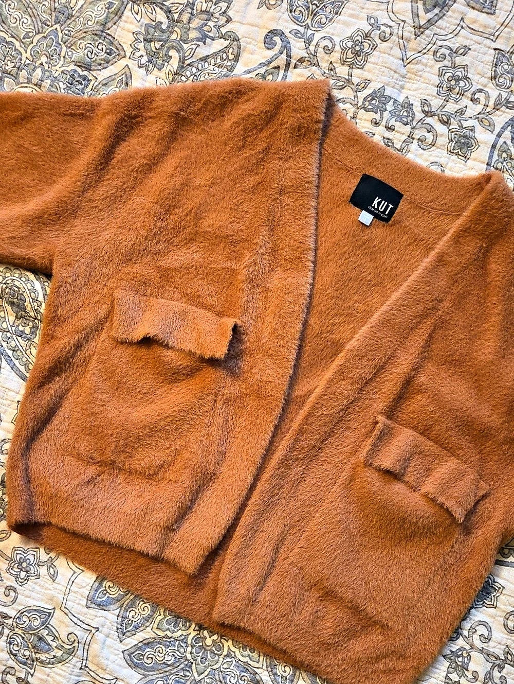 KUT from the Kloth Pink Jana Fuzzy Cardigan with Faux Cashmere Finish